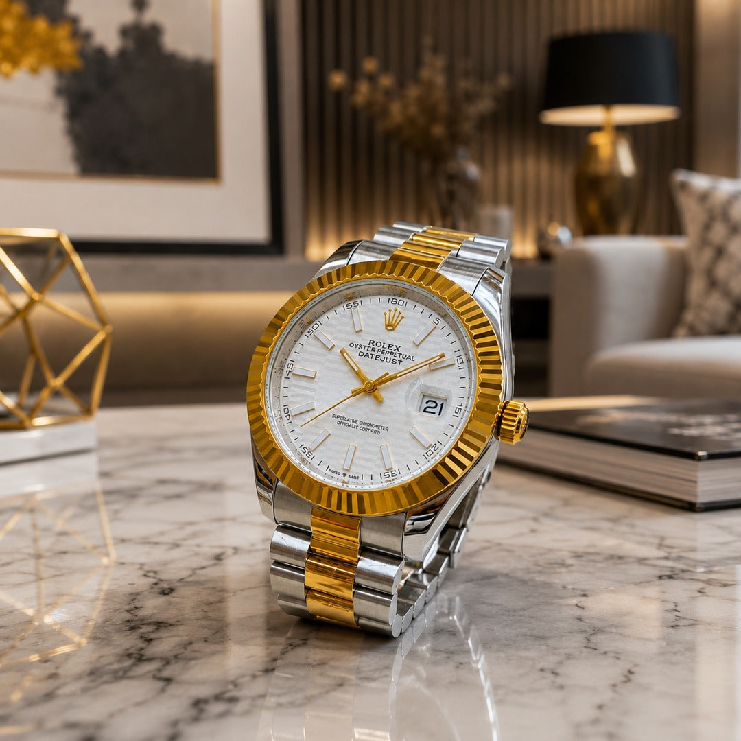 Men's Gold Watch Rolex Day-Date | Diamond | 36mm | Green MoP | ساعة رولكس داي ديت ذهبية للرجال | ألماس | 36 مم قرص أخضر من عرق اللؤلؤ