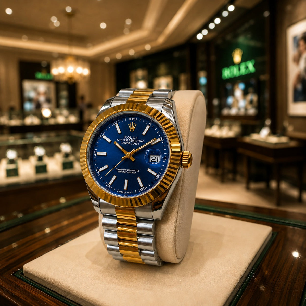 Men's Gold Watch Rolex Day-Date | Diamond | 36mm | Green MoP | ساعة رولكس داي ديت ذهبية للرجال | ألماس | 36 مم قرص أخضر من عرق اللؤلؤ