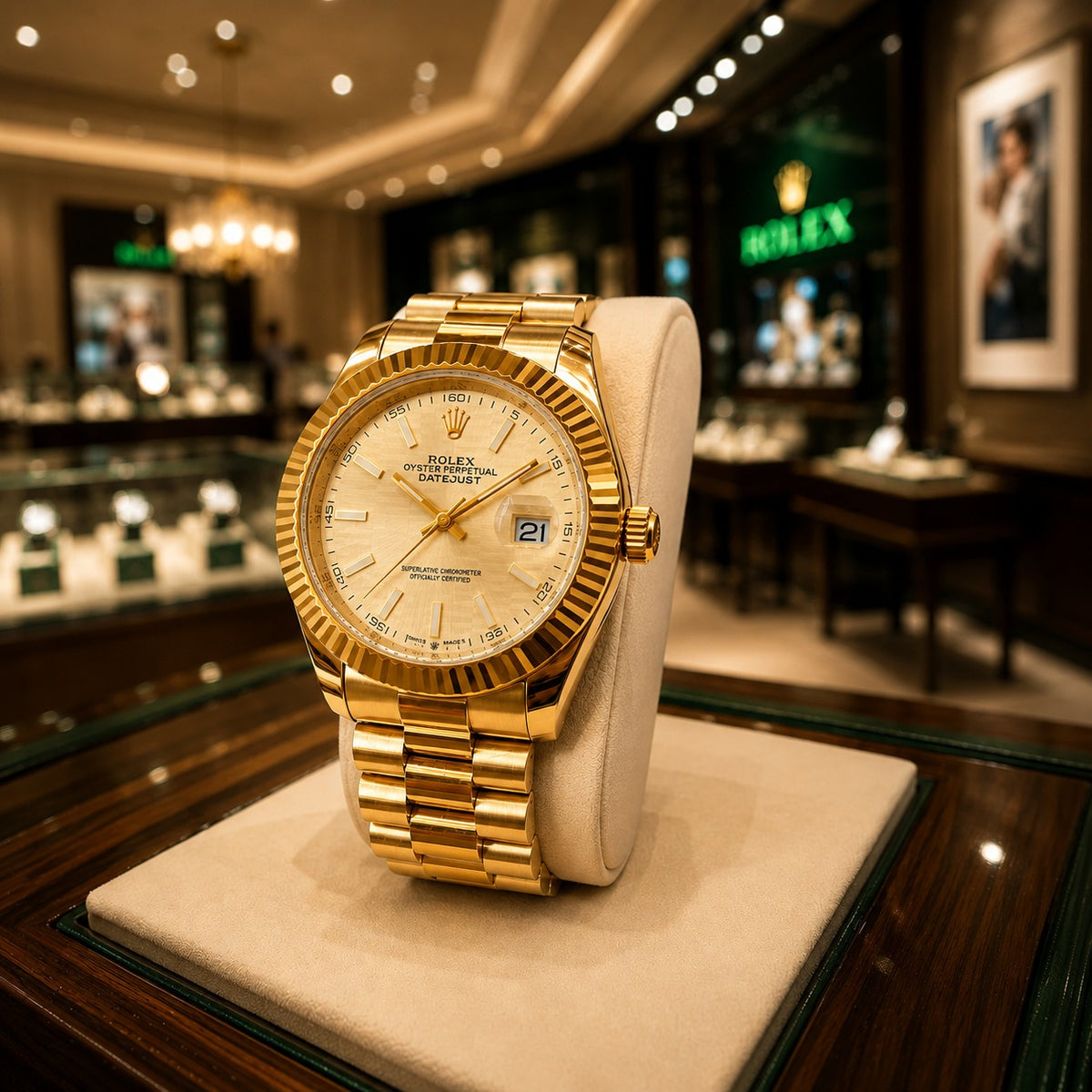 Men's Gold Watch Rolex Day-Date | Diamond | 36mm | Green MoP | ساعة رولكس داي ديت ذهبية للرجال | ألماس | 36 مم قرص أخضر من عرق اللؤلؤ