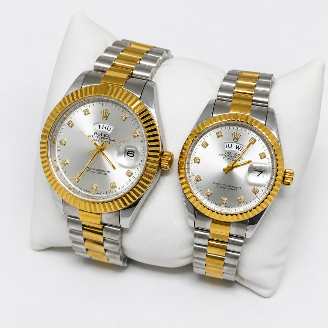 Men's Gold Watch Rolex Day-Date | Diamond | 36mm | Green MoP | ساعة رولكس داي ديت ذهبية للرجال | ألماس | 36 مم قرص أخضر من عرق اللؤلؤ